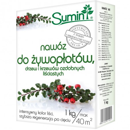 Nawóz do żywopłotów, drzew i krzewów ozdobnych 1kg - Sumin